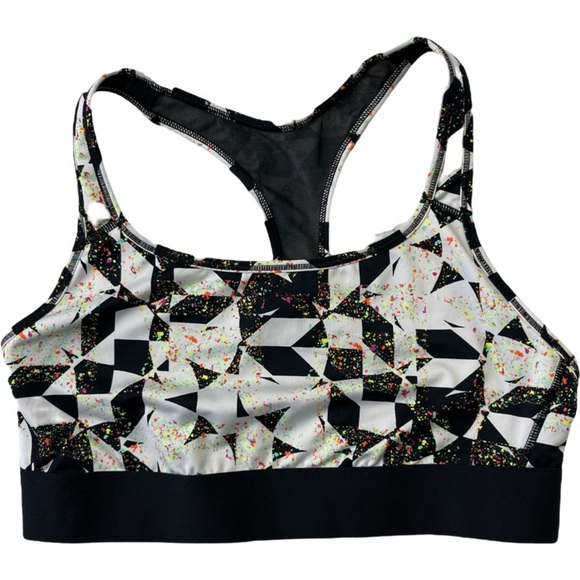 Victoria's Secret VSX Sports Bra Bralette Crop Top White black multicolor size S - Picture 1 of 14